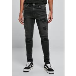 Urban Classics Herrbyxor slim fit jeans, realblk tung destroyed washed