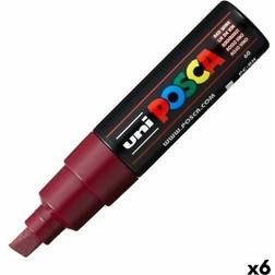 Posca uniball 182626 Marker mit breiter Keilspitze, weinrot