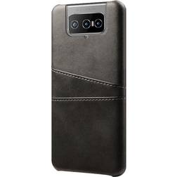 MAULUND Asus Zenfone 8 Flip Imiteret Læder Cover m. Kortholder Sort