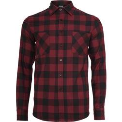 Urban Classics Checked Flannel Shirt - Black/Burgundy