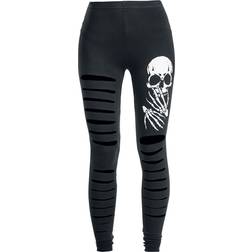 Banned Alternative Goth Leggings Slashed Skull til Damer svart