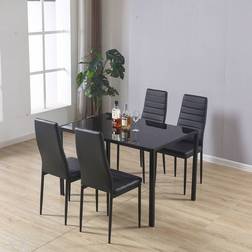 Westwood Glass Top With 4 Black Dining Set 75x120cm 5pcs