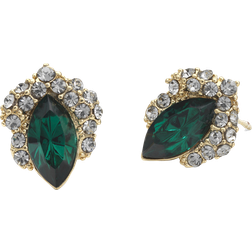 Lily and Rose Petite Camille Stud Earrings - Gold/Emerald/Transparent