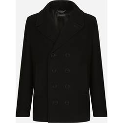 Dolce & Gabbana Zweireihiger Caban Aus Wolle Mit Logoplakette Schwarz