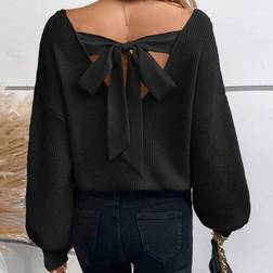 Shein Frenchy Tie Back Drop Shoulder Sweater