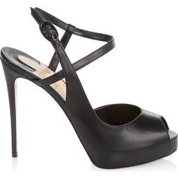 Christian Louboutin Jenlove Alta 120 Leather Peep-Toe Pumps - Black