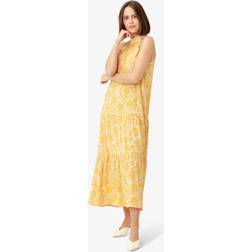 Noa Noa Dima Floral Print Tiered Halter Neck Maxi Dress, Yellow/Peach