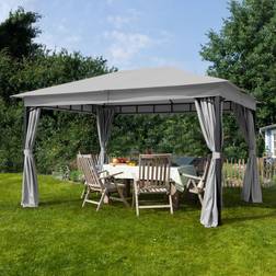Toolport 3x4m, tagdug havepavillon, 4 sidegardiner, stone