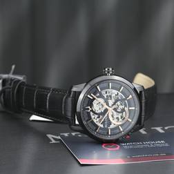 Bulova Automatic Sutton Black Leather 43mm, A Macy's Exclusive Black Black