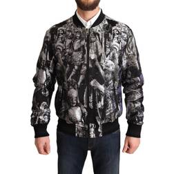 Dolce & Gabbana Elegant Black Bomber Jacket Silver Details