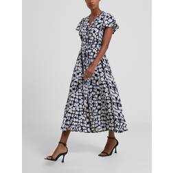 French Connection Islanna Crepe Midi Dress, Marine/White