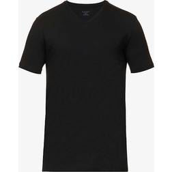 Falke Mens Black Regular-fit V-neck Stretch-cotton T-shirt