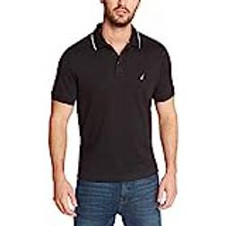 Nautica Men's Classic Fit Short Sleeve Dual Tipped Collar Polo Shirt - True Black