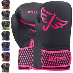 Jayefo Jayefo Glorious Professional Boxing Gloves with Gel Leather Sparring Gloves for Boxing, Kick Boxing, Muay Thai and MMA Heavy Bag Gloves for Heavy Boxing Punching Bag OZ Pink