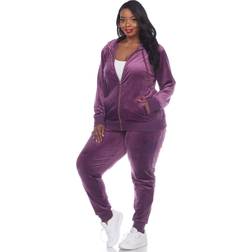 White Mark 2-pc. Velour Tracksuit-Plus, 3x, Purple Purple