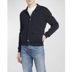 Tom Ford Men's Wool-Silk Knit Overshirt - Blue