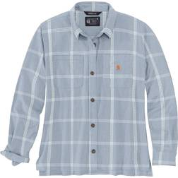 Carhartt Women's Rugged Flex Loose Fit Midweight Flannel Long-Sleeve Plaid Shirt - Neptune