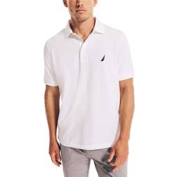 Nautica Mens Short Sleeve Solid Stretch Cotton Pique Polo Shirt - Bright White