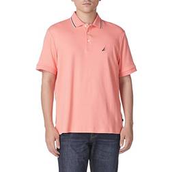 Nautica Men's Classic Fit Short Sleeve Dual Tipped Collar Polo Shirt - Pale Coral