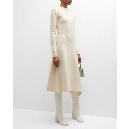 Jil Sander Asymmetric Knit Wool Midi Dress - Beige
