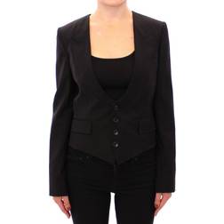 Dolce & Gabbana Black Silk Scarf Back Blazer Jacket IT40