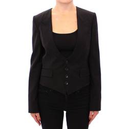 Dolce & Gabbana Silk Scarf Back Blazer Jacket Black