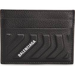 Balenciaga Logo-Print Embossed Full-Grain Leather Cardholder - Black