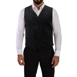 Dolce & Gabbana Gray Velvet Cotton Slim Fit Waistcoat Vest IT50