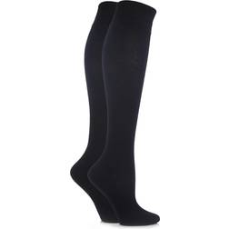 Elle Pair Black Plain Cotton Knee Highs Ladies Ladies