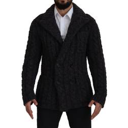 Dolce & Gabbana Black Wool Knit Breasted Coat Jacket IT46