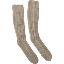 Dolce & Gabbana Beige Wool Knit Calf Long Women Socks