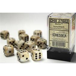 Chessex Marble D6 Ivory Black 12 Stk