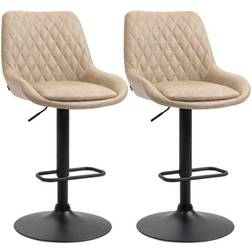 Homcom Adjustable Light Khaki Bar Stool 117cm 2pcs