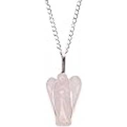 Ancient Wisdom Guardian Angel Pendant Necklace - Silver/Pink