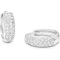 Grace Amor Hoop Earrings 925 Sterling Silver Women's - Silver