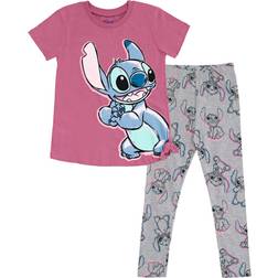 Disney Kid's Lilo & Stitch T-shirt & Leggings Outfit Set - Pink/Gray