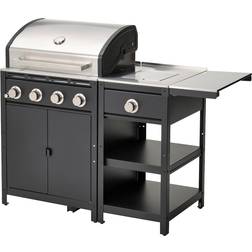 IKEA GRILLSKÄR Gasgrill sidobrännare/bord, stål/utomhus, 126/150x61