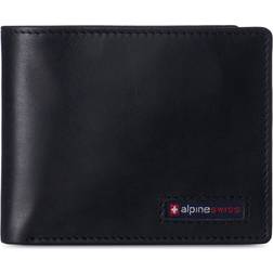 Alpine Swiss Swiss Commuter Rfid Bifold Wallet 2 Windows Divided Bill Section - Black