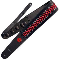 Richter Paul Landers Black Red Guitar Belt #1628 Gitarrengurt