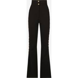 Dolce & Gabbana Hose Aus Punto Di Roma Mit Knöpfen Seitlich Am Bein Entlang Schwarz