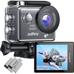 Jadfezy Jadfezy WiFi Action Camera Ultra HD 1080P, 12MP Sports Camera Wide-Angle 2" LCD Screen, 30m/98ft Underwater Waterproof Camera with 2 Batteries and Accessories Kit for Helmet and Bicycle etc