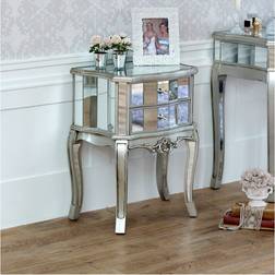 Melody Maison Mirrored 2 Bedside Silver Table