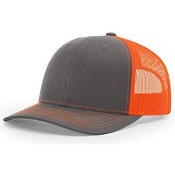 Richardson Unisex 112 Trucker Adjustable Snapback Baseball Cap - Charcoal/Neon Orange