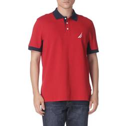 Nautica Men's Classic Fit Short Sleeve Performance Pique Polo Shirt, Red