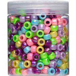 Panduro Hobby 540 perlemorsskinnende pony beads – runde, fine perler med stort hul