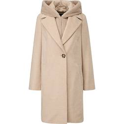 Comma Coat with Stand Up Collar - Beige