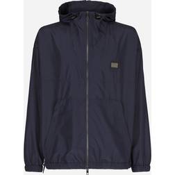 Dolce & Gabbana Nylonjacke Mit Kapuze Und Logoplakette Blau