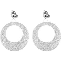 Boland Ohrringe glitter glitzer silber 80er jahre disco karneval mottoparty taste Silber