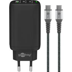 Goobay 2x USB-C PD/USB-A QC oplader 3A/65W USB-C kabel 1 m