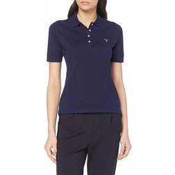 Gant Damen, Shirt, Poloshirt kurzarm, Blau